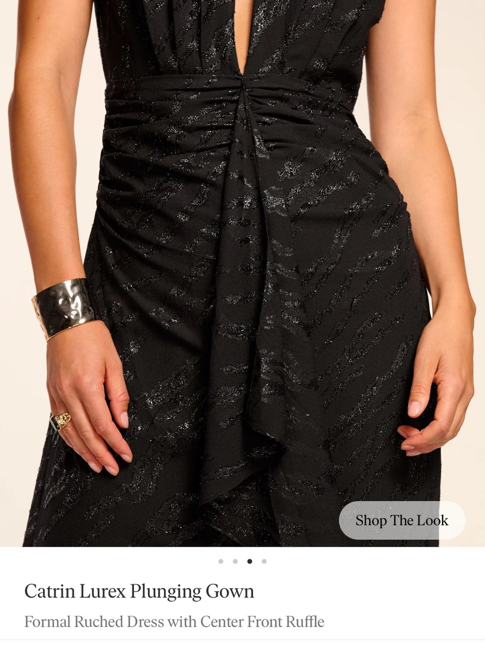 Ramy Brook Black Lurex Plunging High-Low Gown - Picture 3 of 8